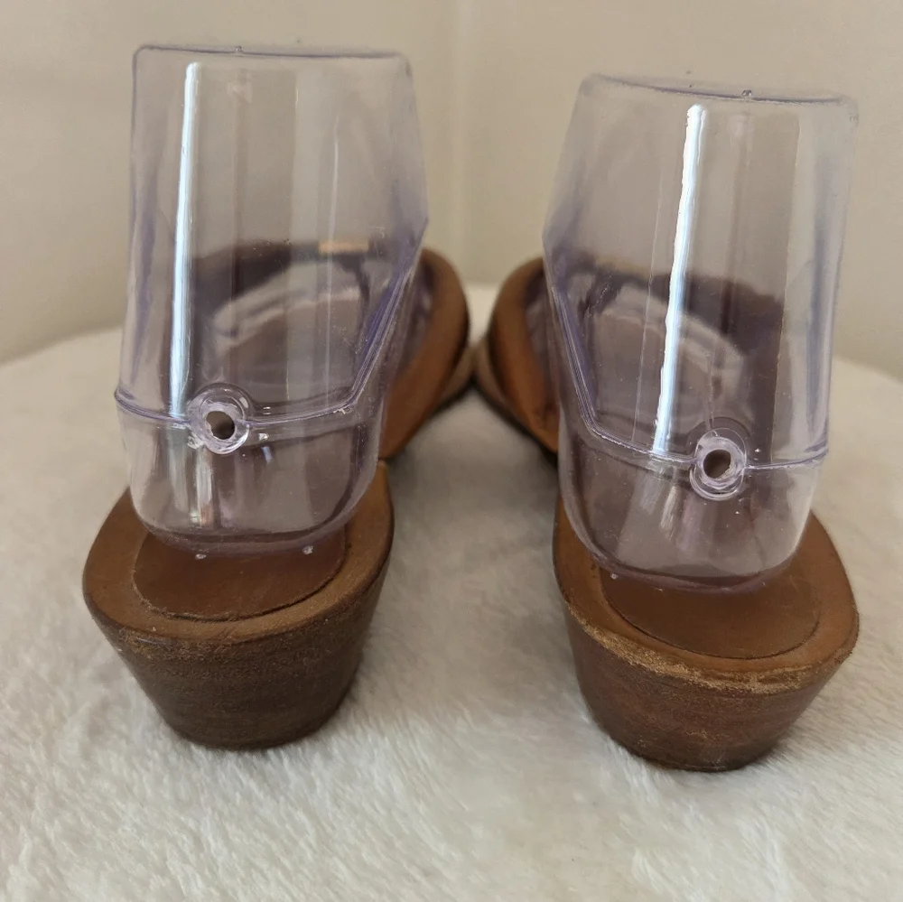 Vintage GUCCI Cognac Brown Leather Women's Sandals Size 8.5 GUC